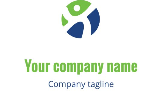 Modern logo design featuring a stylized figure in green and blue