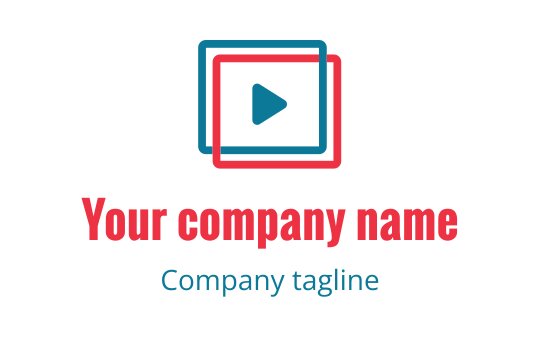Modern logo design featuring a play button within overlapping squares
