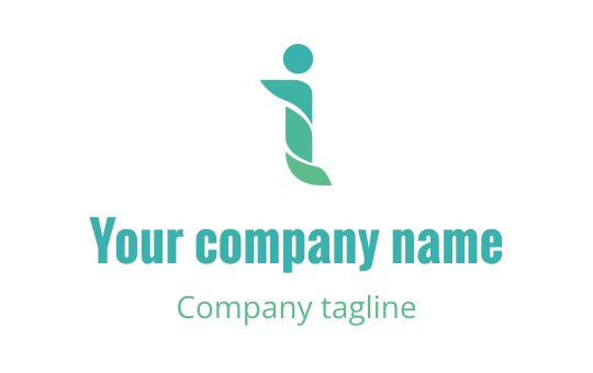 Modern logo design featuring a stylized figure with green leaves