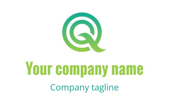 Modern green and blue logo design featuring a stylized letter Q