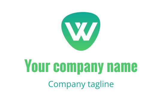 Modern green logo design featuring a stylized letter W in a shield shape