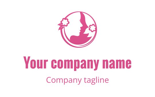 Elegant pink logo design featuring a silhouette of a woman's profile with flowers