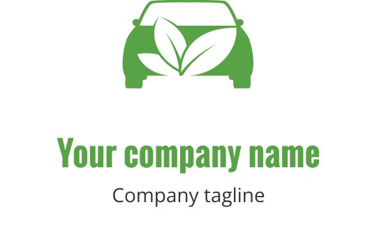 Eco-friendly logo design featuring a car and green leaves