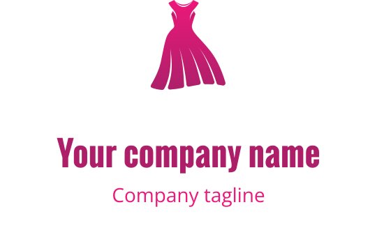 Stylish pink dress logo design with elegant flowing lines