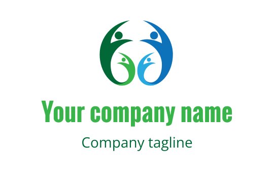 Modern logo design featuring interconnected figures in green and blue