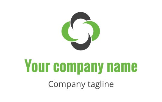 Modern logo design featuring interlocking green and gray shapes