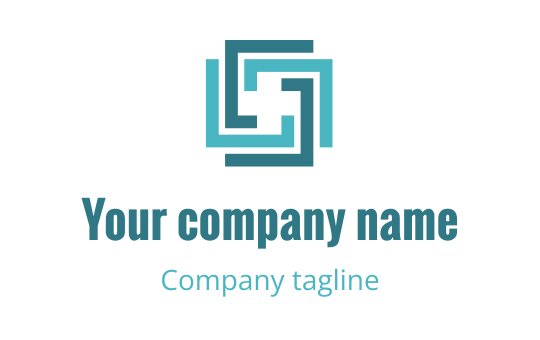 Modern geometric logo design with interlocking teal shapes