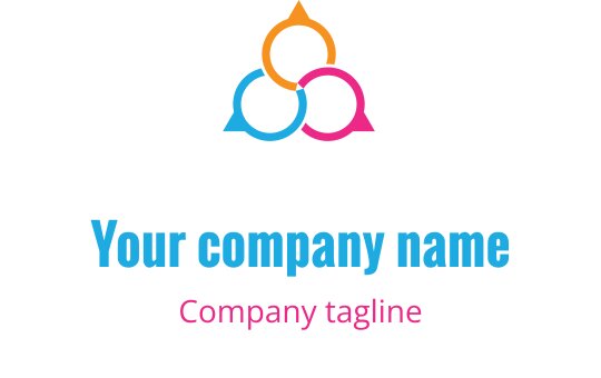 Colorful interconnected circles logo design in vibrant hues of blue, pink, and orange