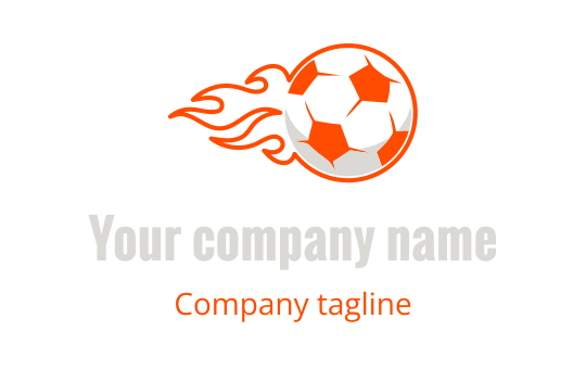 Dynamic soccer ball logo design with flames in orange and black