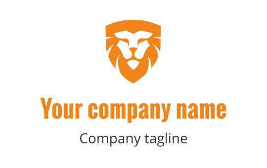Orange lion logo design for the tiger industry, featuring a bold and modern style.