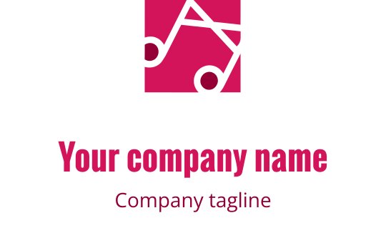 Bold maroon logo design featuring stylized sound waves and musical notes