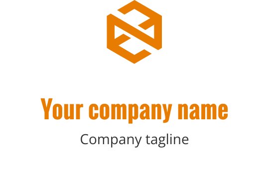 Modern geometric logo design featuring an orange hexagon shape