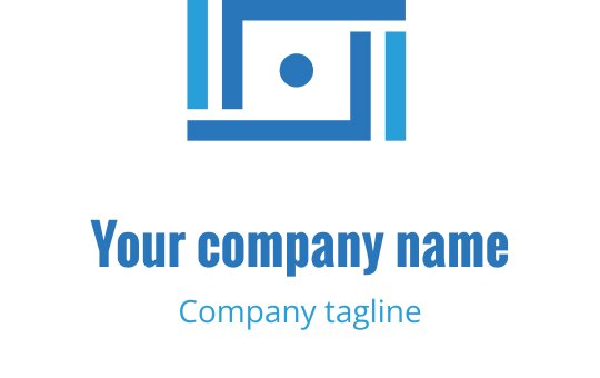 Modern blue and teal logo design featuring a stylized camera shape