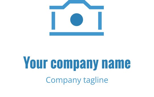 Modern blue and teal logo design featuring a stylized camera shape