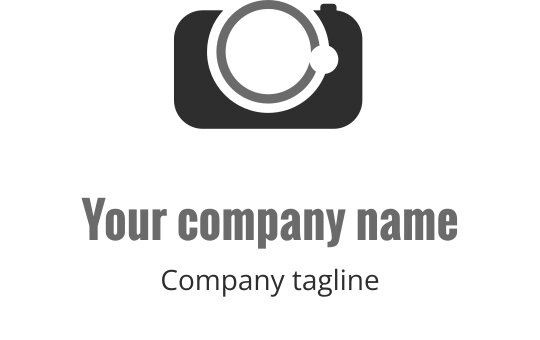 Sleek gray logo design featuring a stylized camera outline