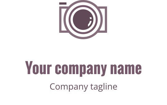 Creative purple and brown logo design featuring a stylized camera