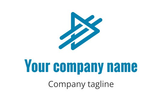 Dynamic blue logo design featuring overlapping triangular shapes and lines