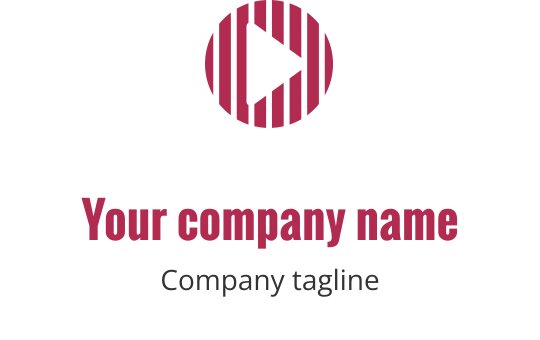Bold red logo design featuring a stylized play button