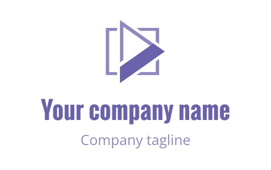Modern geometric logo design featuring a play button and square elements