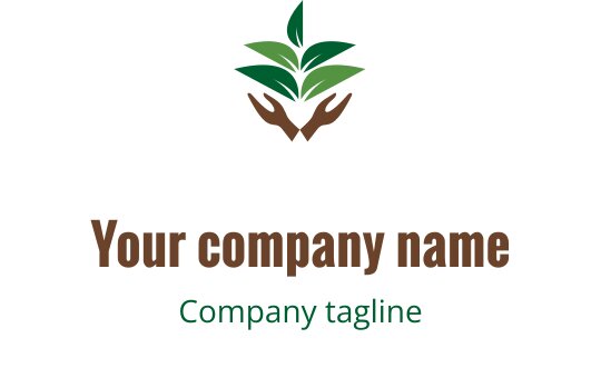 Modern logo design featuring hands nurturing green leaves