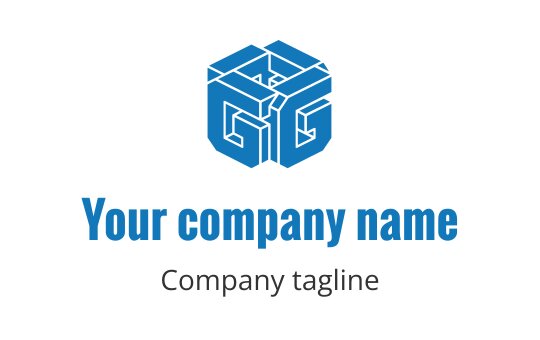 Modern blue geometric logo design featuring interlocking shapes
