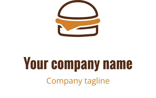 Simple burger logo design with a brown bun and orange accent