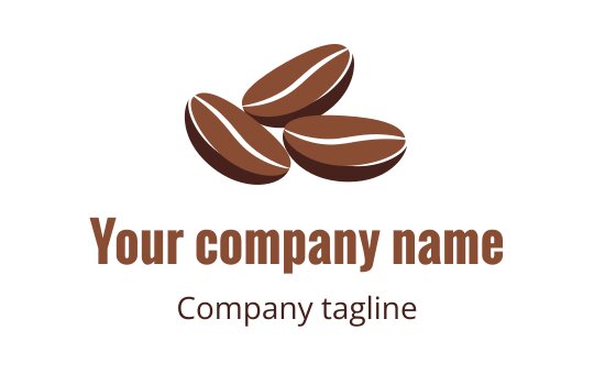Coffee bean logo design featuring three stylized brown beans