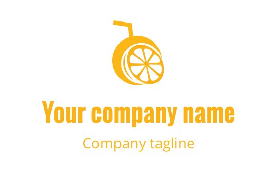 Modern orange citrus logo design with a straw and sliced fruit