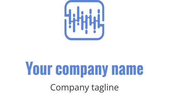 Modern logo design featuring a stylized sound wave in blue