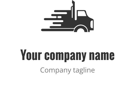 Dynamic truck logo design with motion lines in dark gray