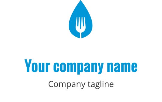 Modern blue logo design featuring stylized forks in a dynamic arrangement
