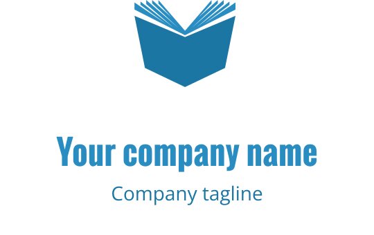 Modern blue book logo design with stylized pages and clean typography