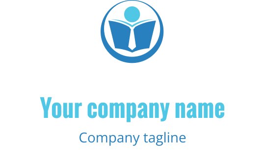 Professional logo design featuring an open book and a person icon in blue