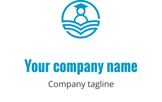 Modern logo design featuring a graduate silhouette above an open book