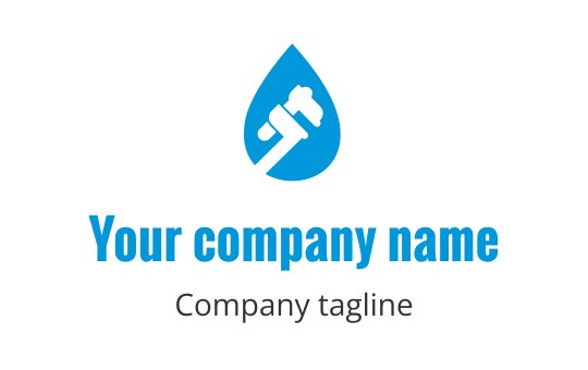 Modern blue water drop logo design with a wrench inside