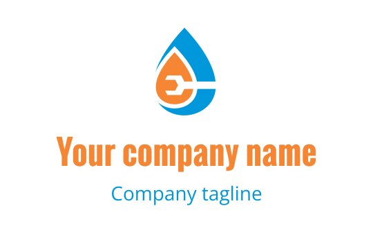 Modern water drop logo design with a wrench and vibrant colors