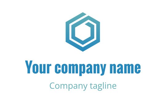 Modern hexagonal logo design in gradient blue tones