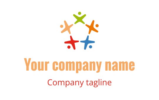 Colorful logo design featuring abstract human figures in a circular arrangement