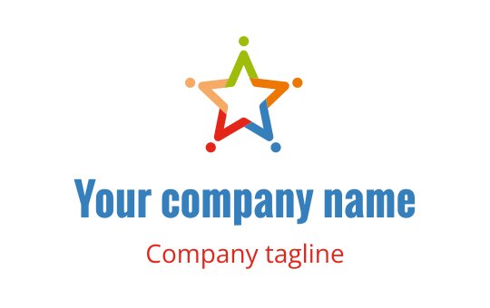 Colorful star logo design with interconnected points and bold text