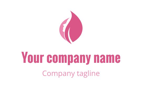 Stylish pink logo design featuring a leaf and silhouette profile