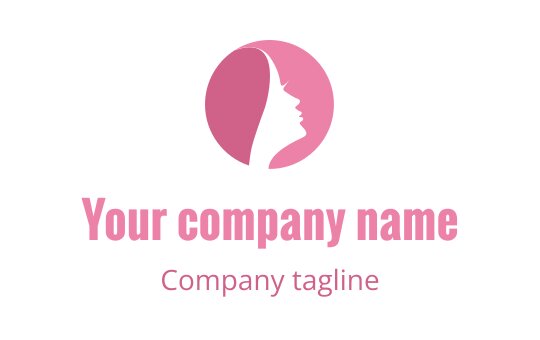 Elegant pink silhouette logo design featuring a woman's profile