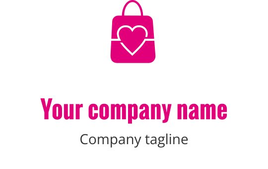 Bold red shopping bag logo design with a sleek handle