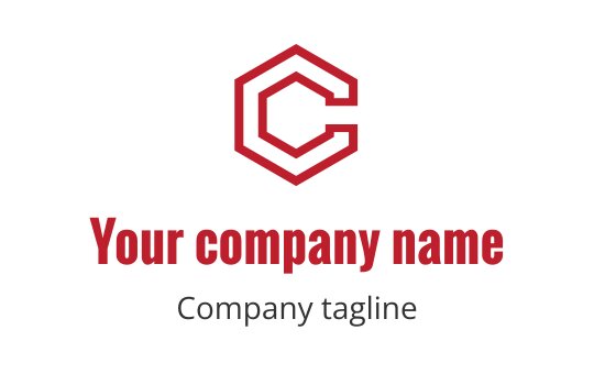 Modern hexagonal logo design featuring a bold red letter C