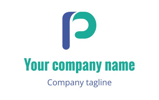 Modern blue and green logo design featuring a stylized letter P