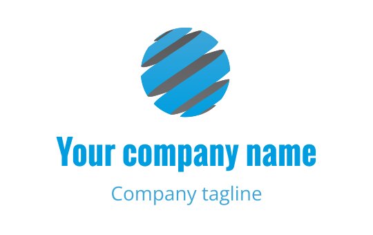 Modern circular logo design with blue stripes and bold text