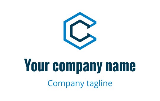 Modern blue and black logo design featuring a stylized letter C