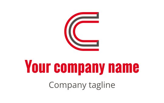 Modern logo design featuring a stylized red and black letter C