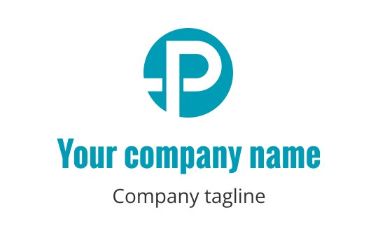 Modern teal logo design featuring a stylized letter P within a circle