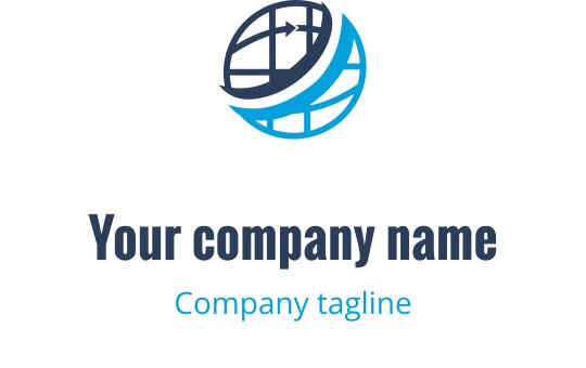 Modern globe logo design with blue accents and dynamic lines