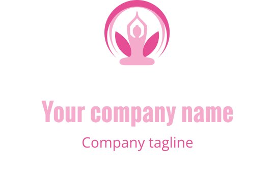 Elegant pink logo design featuring a meditative figure with lotus petals